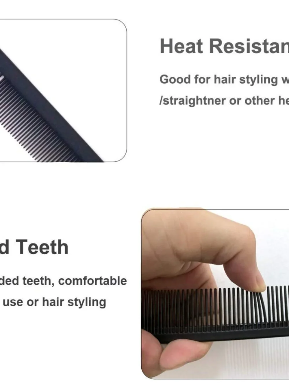 3 Pack Carbon Fiber Cutting Comb - Professional 8.15' Styling Comb for All Hair